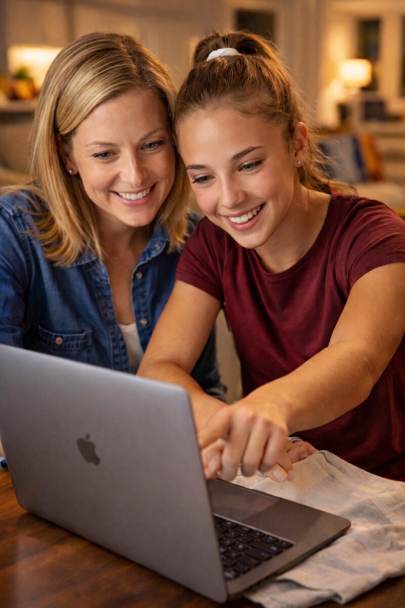 Mother and daughter with laptop